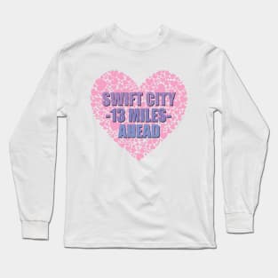 Swift City 13 Mi Shadow Text Heart Long Sleeve T-Shirt